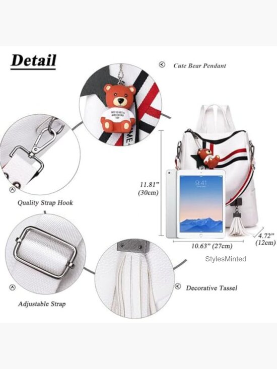 Faux Leather Travel Backpack Daypack with Tassel Women Handbags Casual main image 6